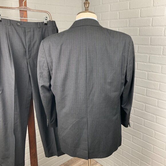 Ralph Lauren Chaps Suit Men 42 34Wx28L Gray Blue Pinstripe Cashmere‎ Wool Canada - Picture 4 of 16